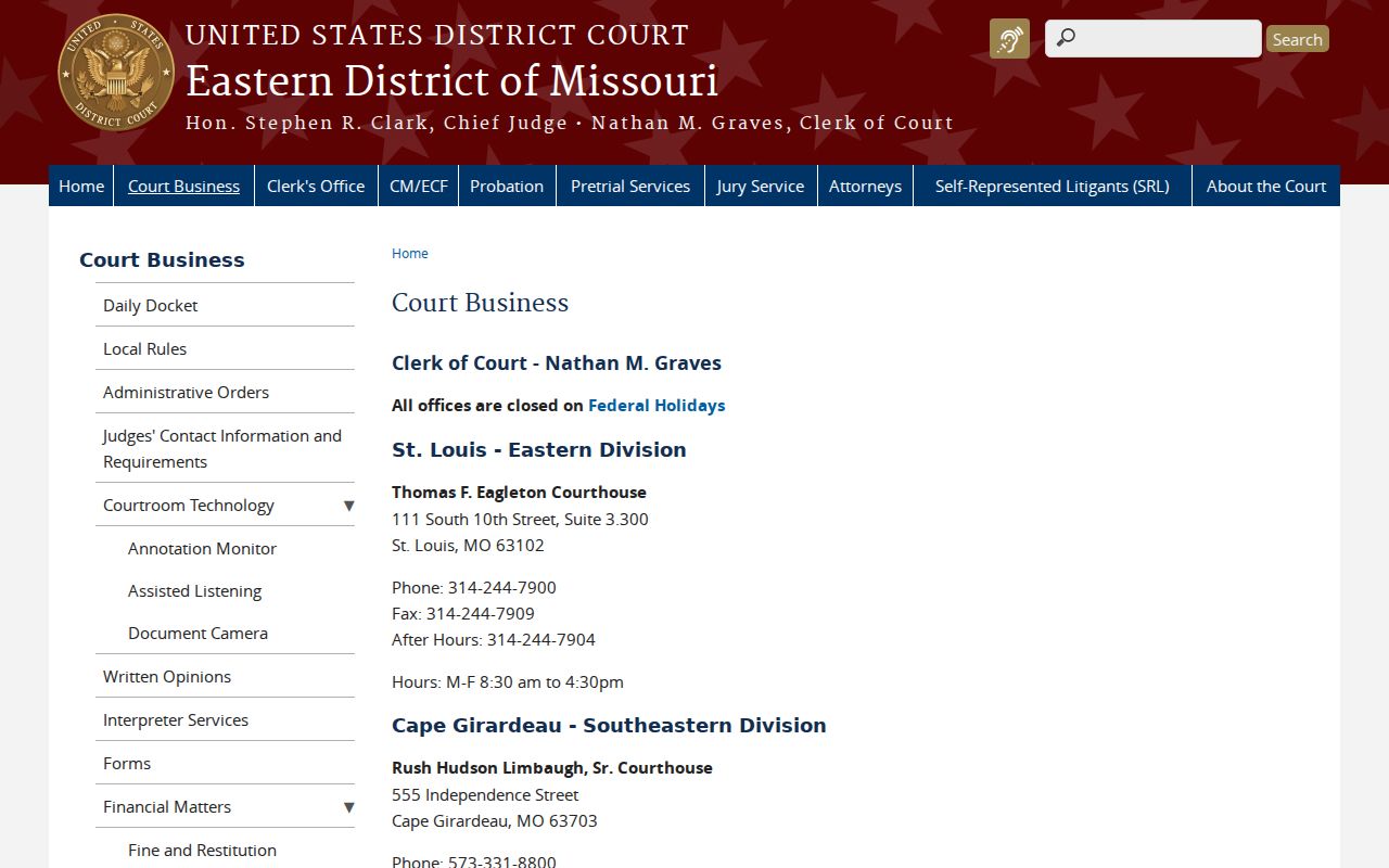 St. Francois County court record federal court division reference