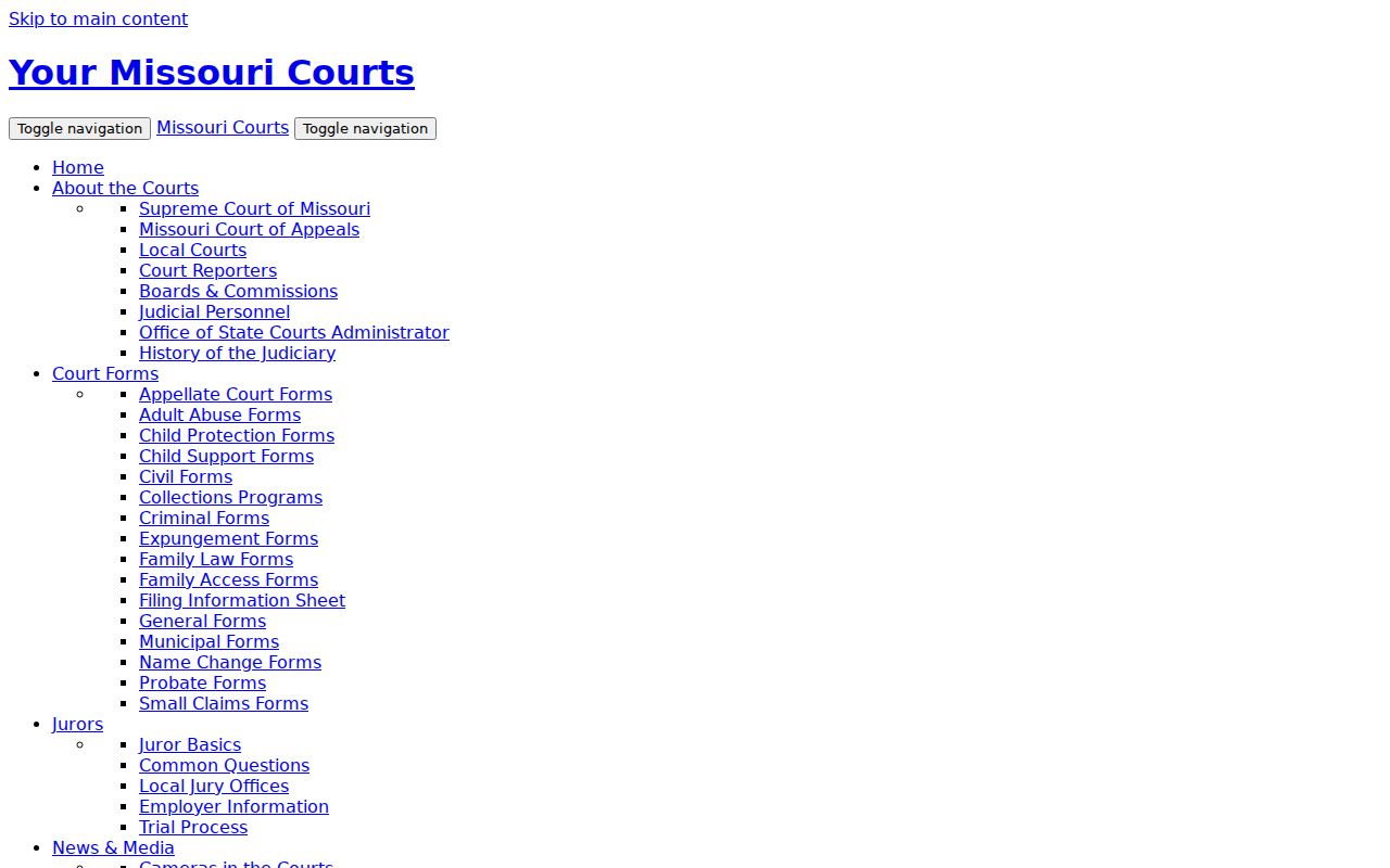 St. Francois County court docket access through the Missouri Courts portal