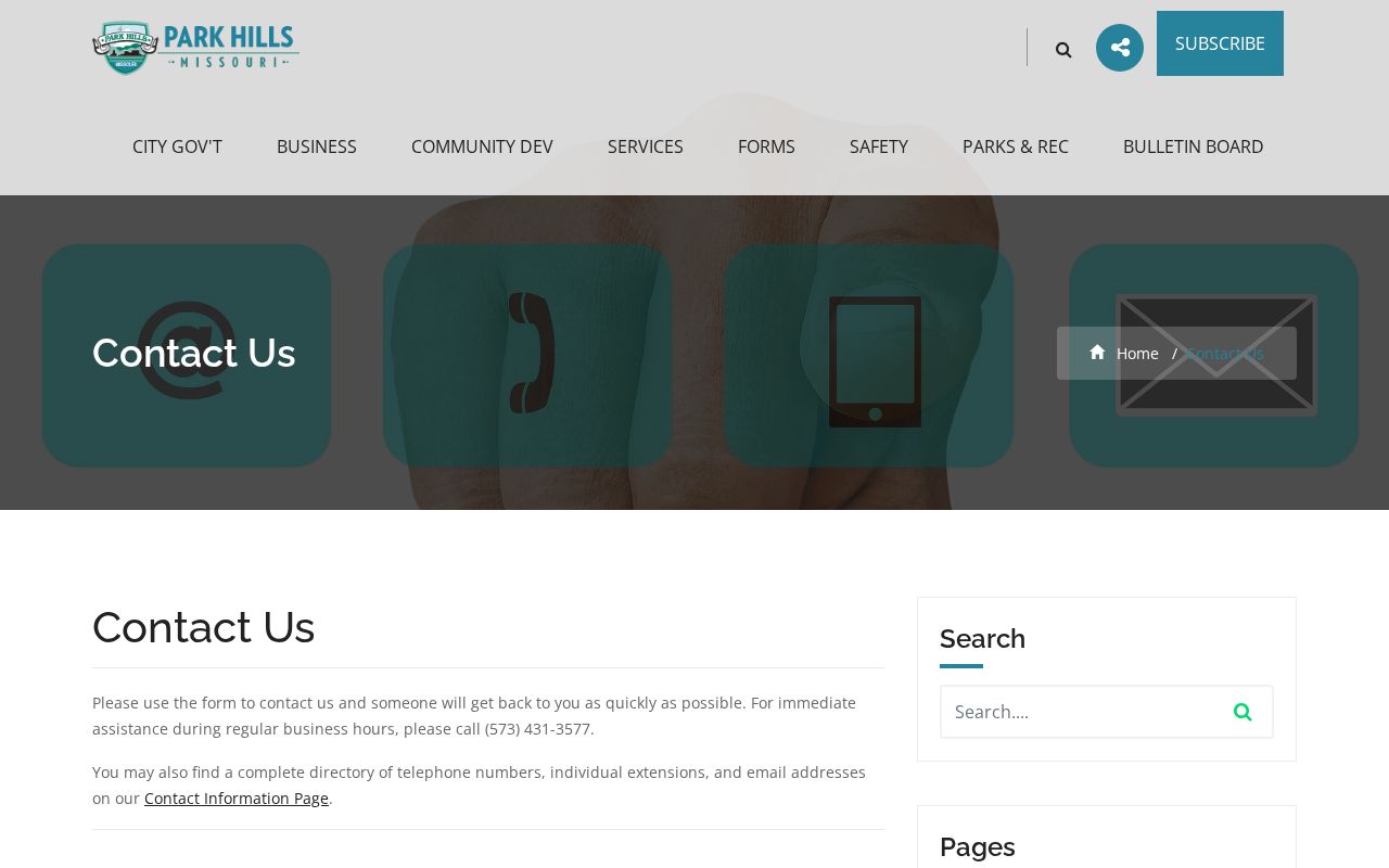 Park Hills court docket contact form with Municipal Court department option
